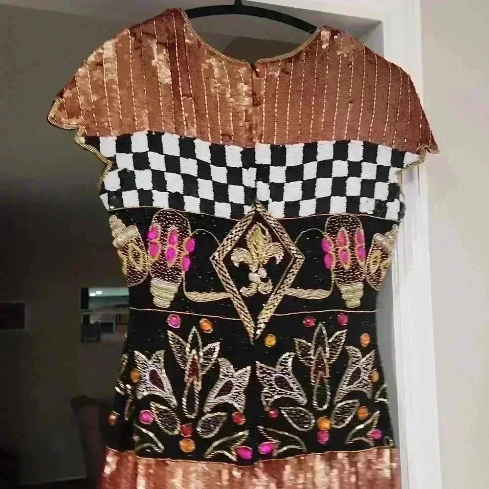 Vintage Fashion CreationFleur-de-lis Beaded Dress - Picture 8 of 9